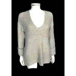 Intermix Womens V Neck Cashmere Wool Blend Sweater Light Gray Size XS Excellent